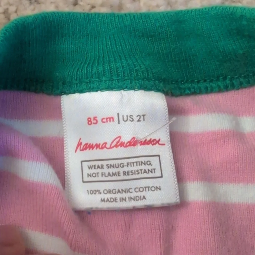 Hanna Andersson Easter Bunny Pink, White & Green Pajama Set Size 2T